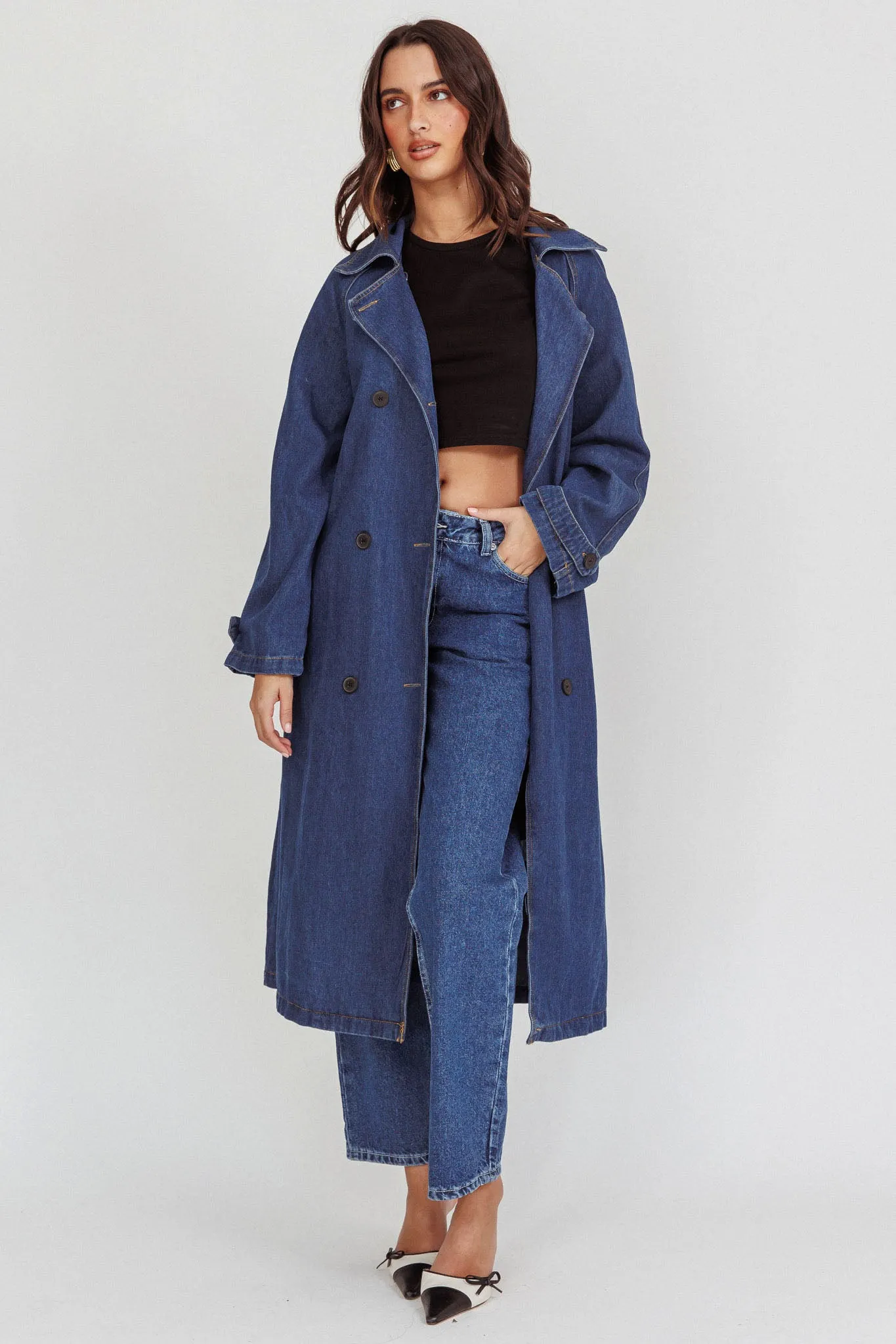 Nightshade Double Breasted Coat Denim