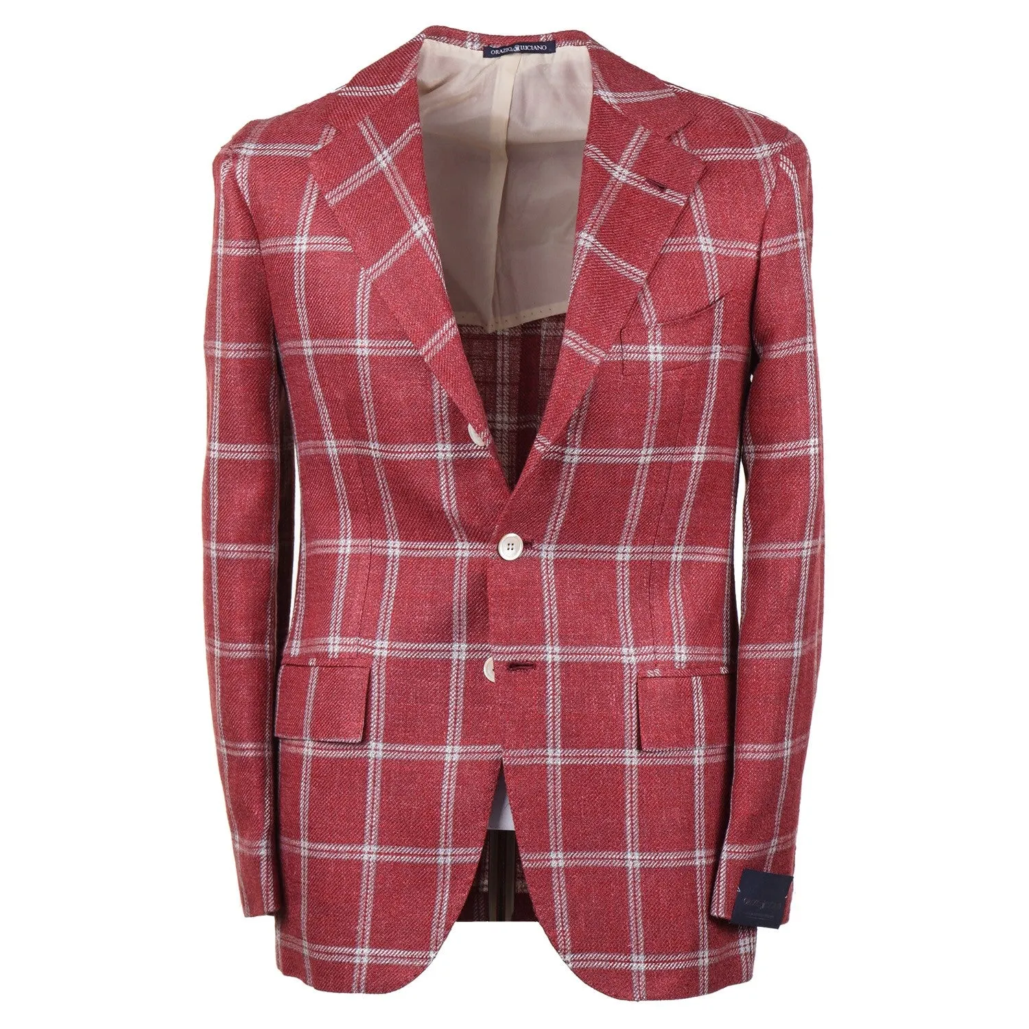 Orazio Luciano Windowpane Silk and Linen Sport Coat