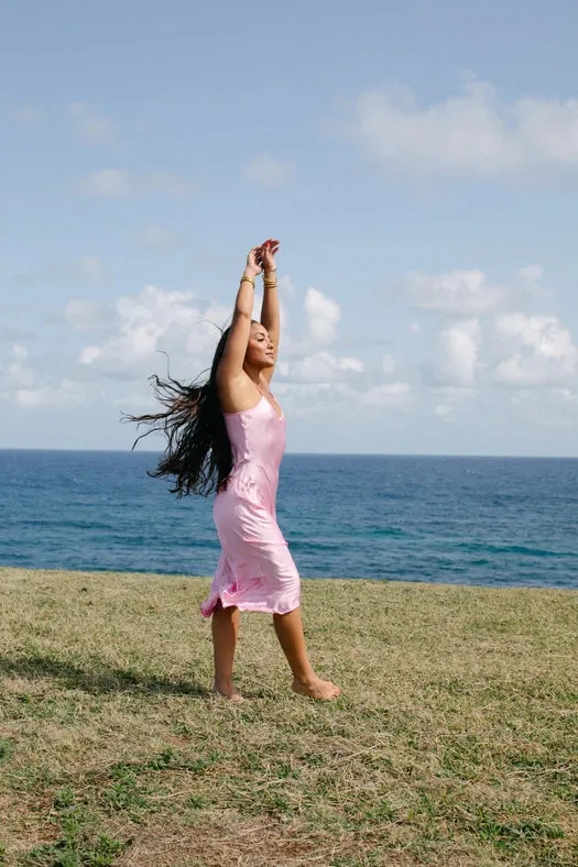 Organic Mulberry Silk Slip Dress in Cosmos