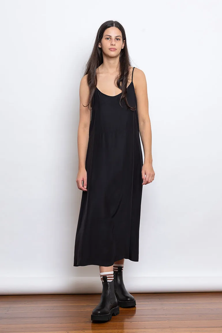 Organic Silk Slip Dress - Black