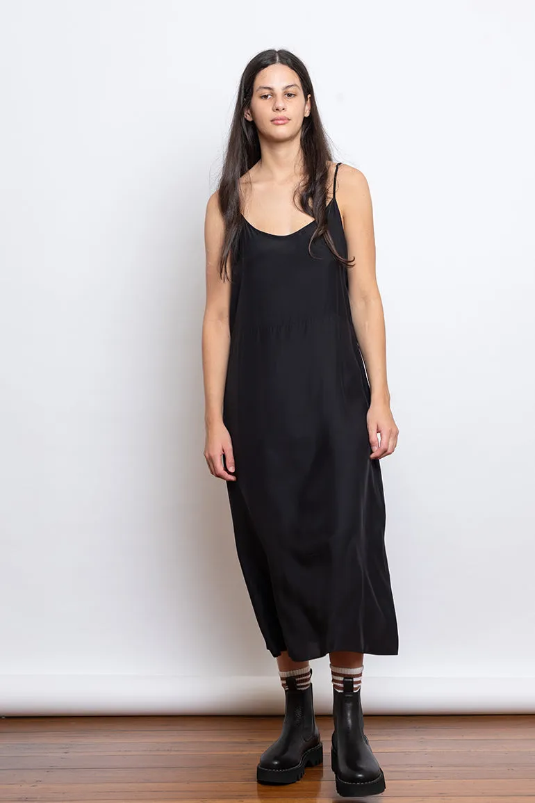 Organic Silk Slip Dress - Black