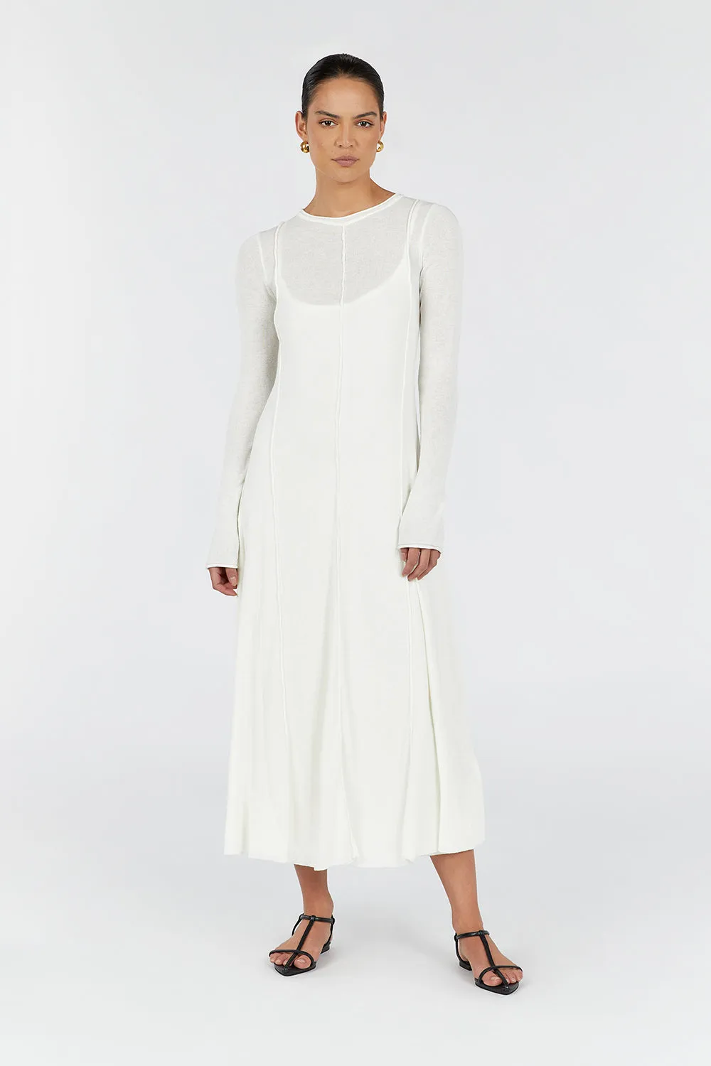 PARKER OFF WHITE LONG SLEEVE DRESS