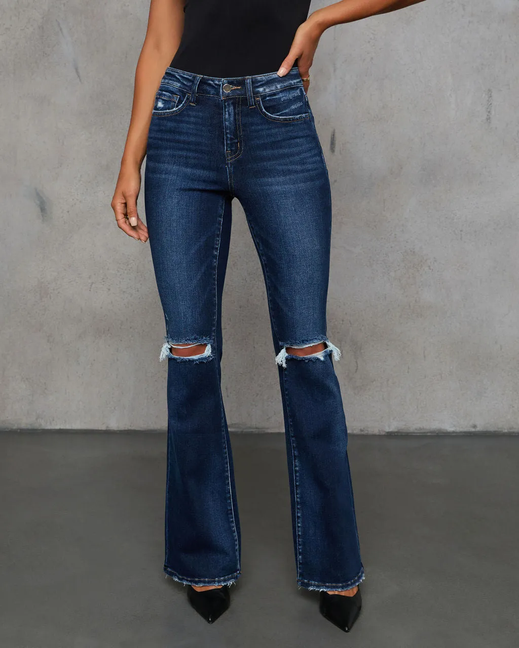 Pascal High Rise Distressed Flare Jeans