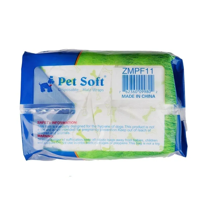 Pet Soft Disposable Male Wrap Dog Diaper 30-48cm (s) 12pcs