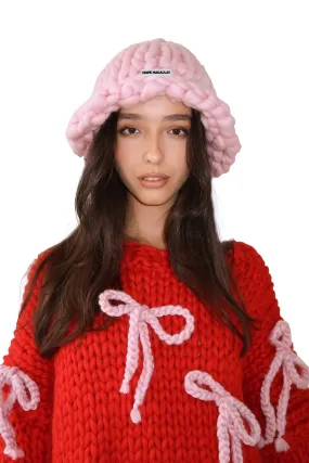 Pink Colossal Knit Mushroom Hat