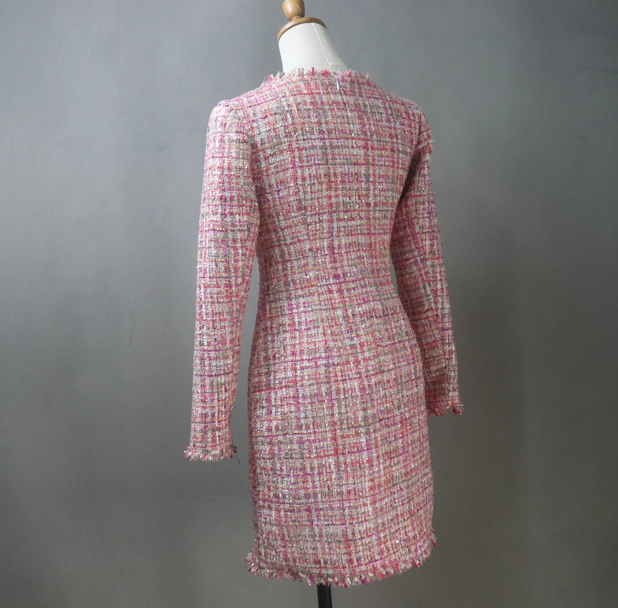 Pink Tweed Dress / Plus Size / Custom Length Option