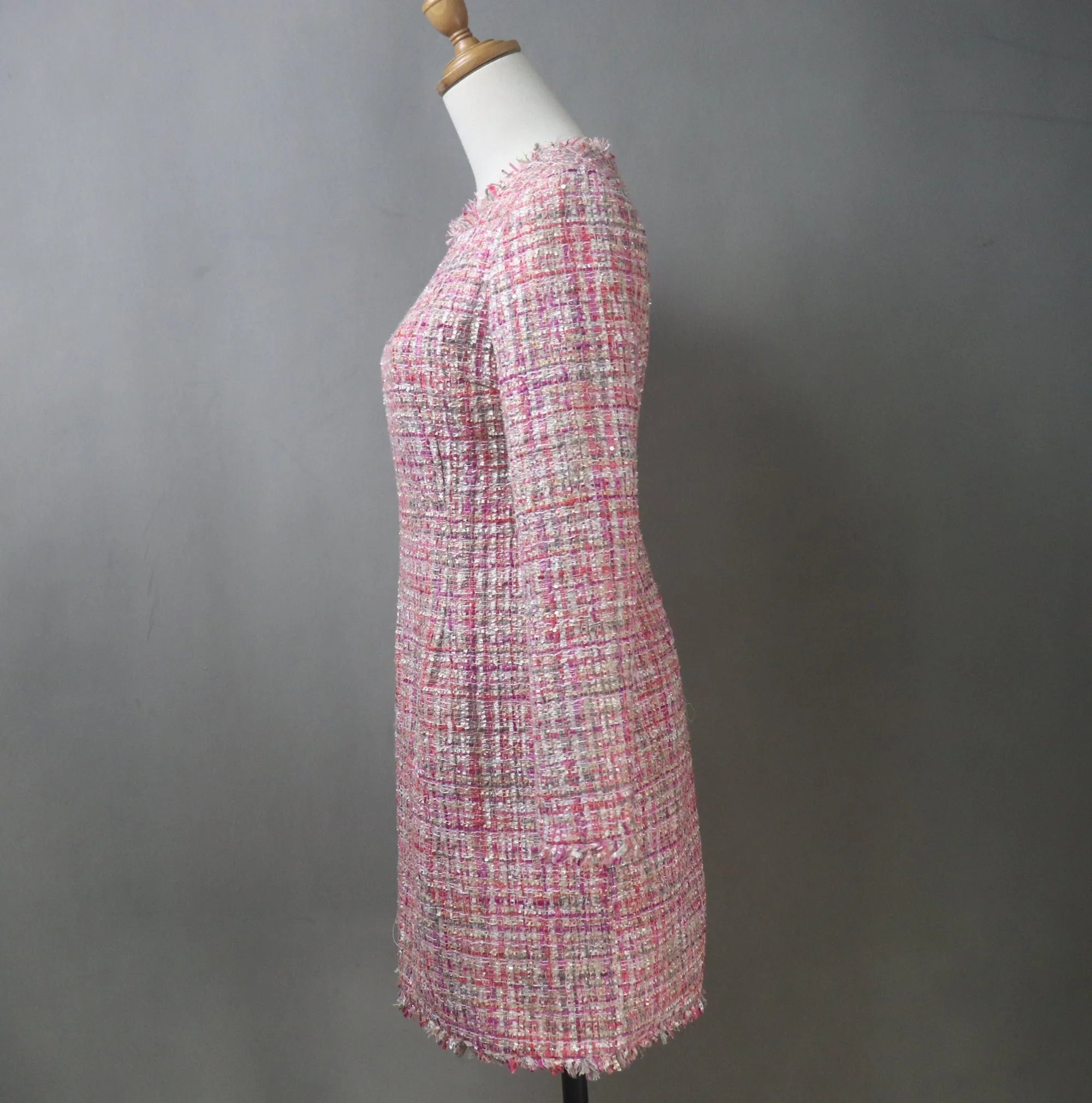 Pink Tweed Dress / Plus Size / Custom Length Option