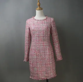 Pink Tweed Dress / Plus Size / Custom Length Option