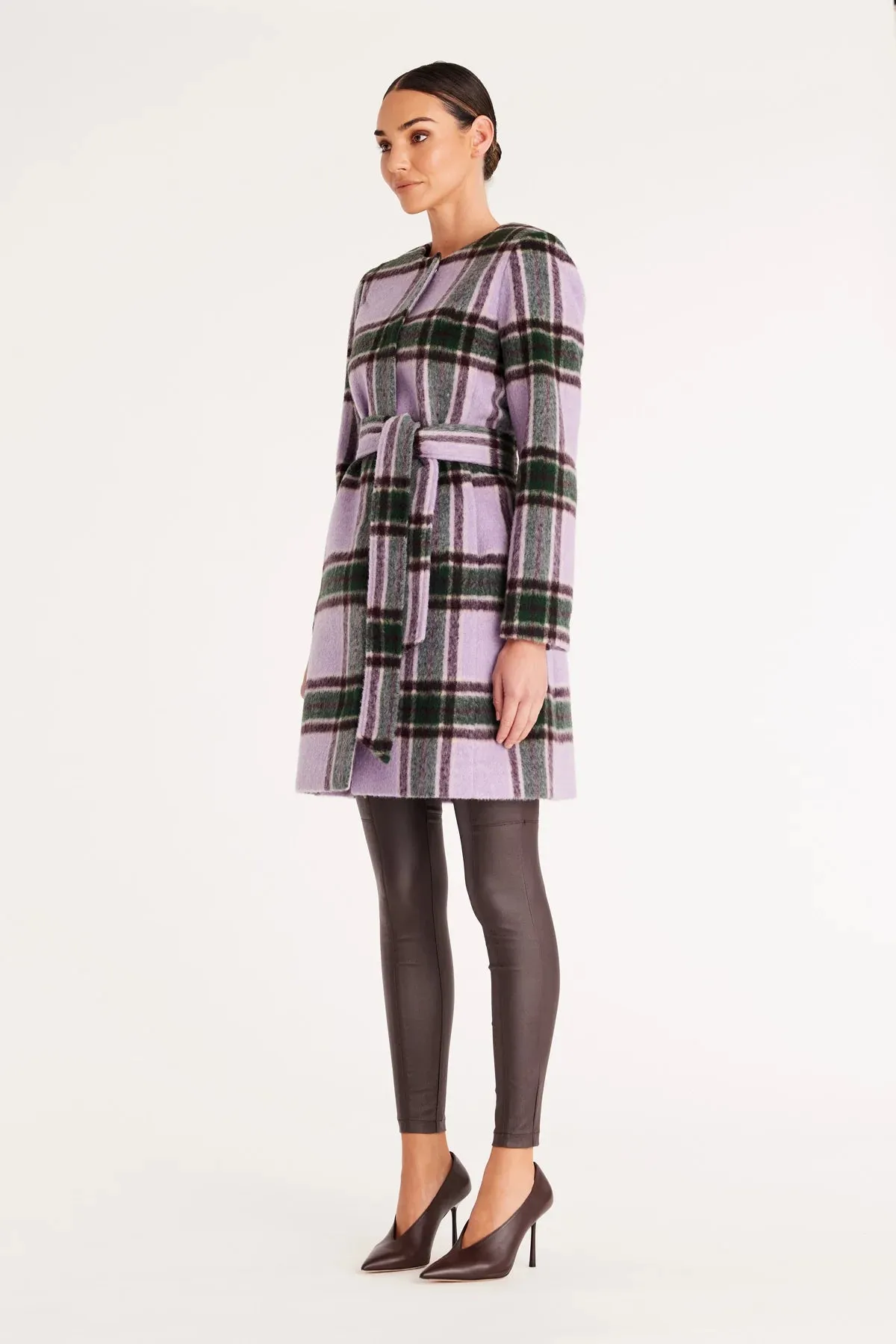 Piper Check Coat Lilac Check