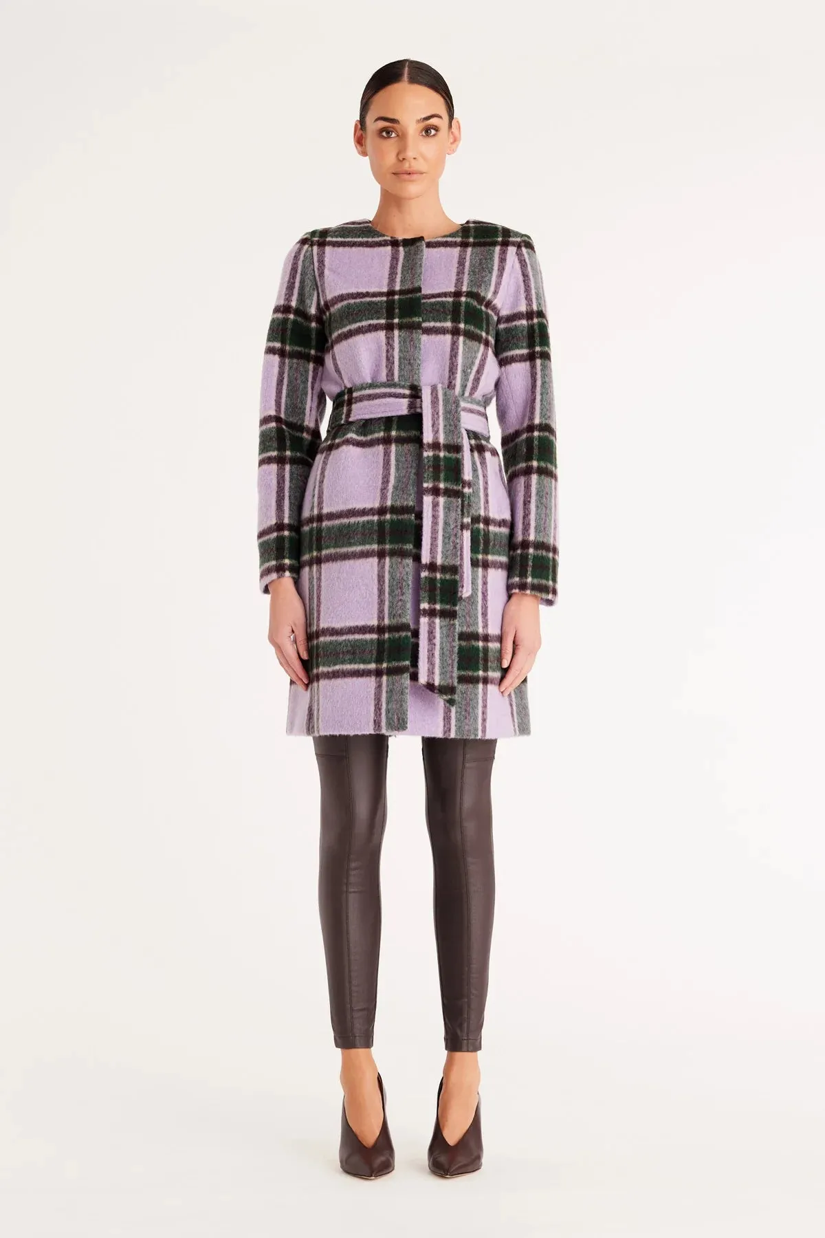 Piper Check Coat Lilac Check