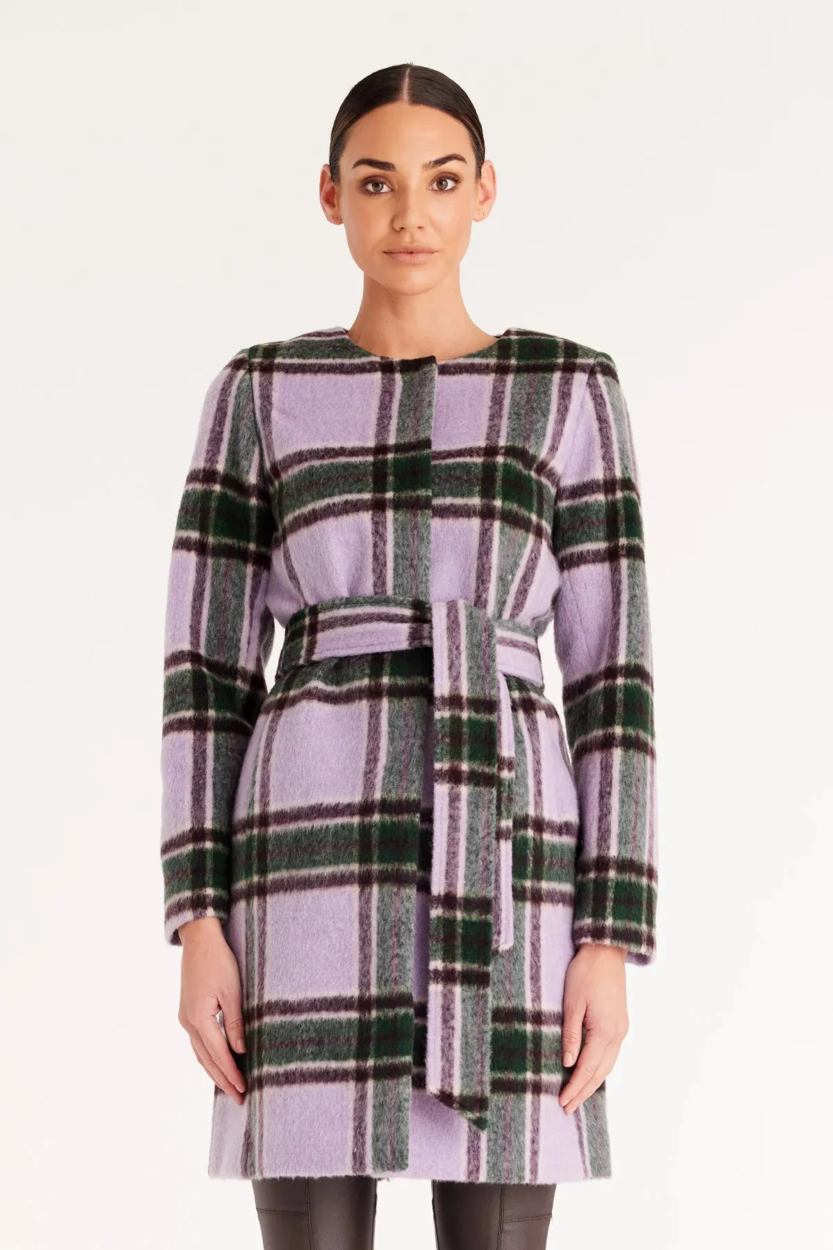 Piper Check Coat Lilac Check