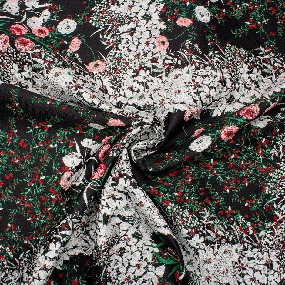 Poppy Floral Mixed Fibre Brocade