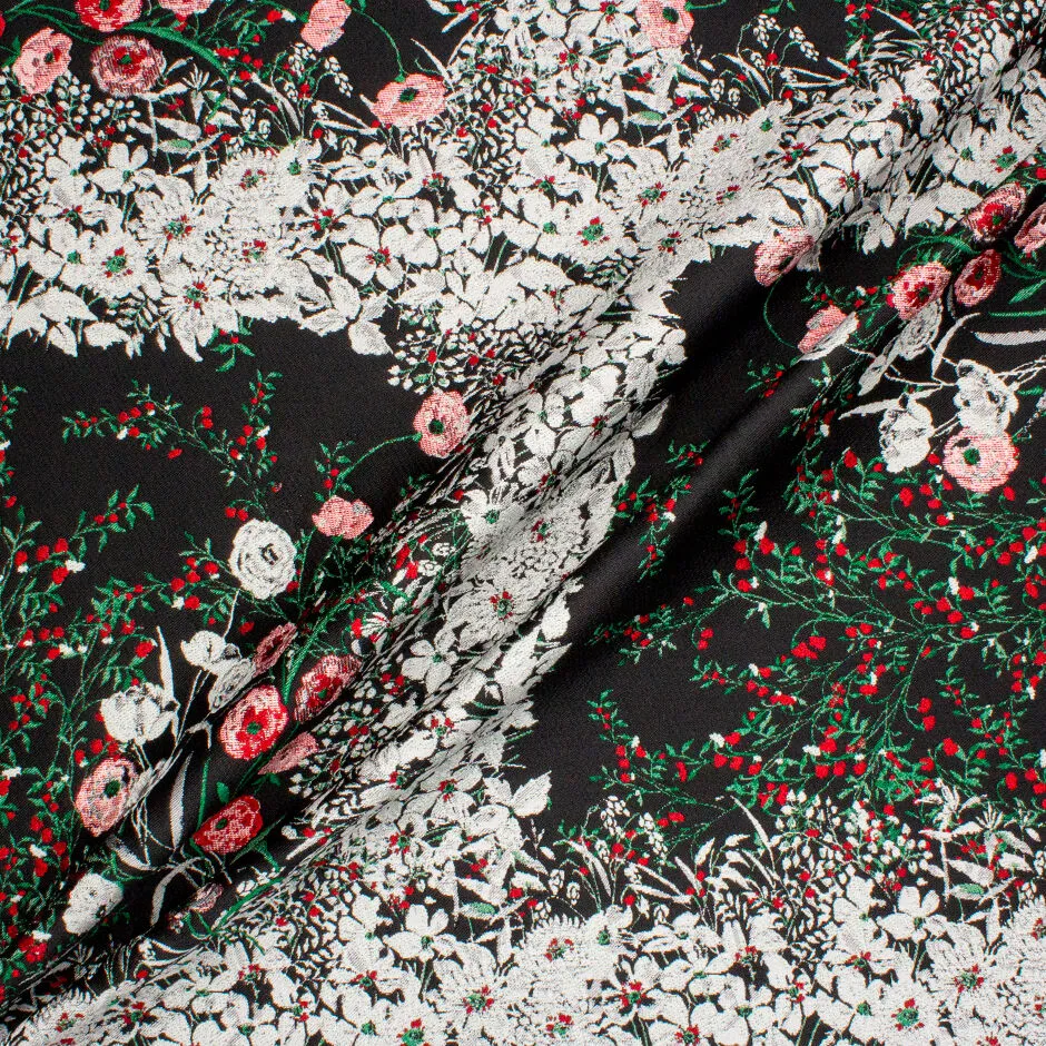 Poppy Floral Mixed Fibre Brocade