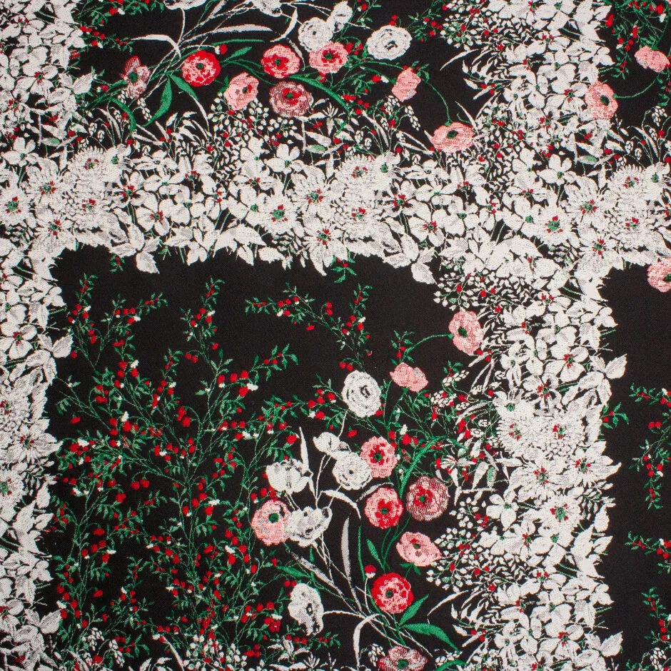 Poppy Floral Mixed Fibre Brocade