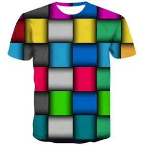 Psychedelic T shirts Men Colorful T-shirts Graphic Square Shirt Print Russia Tshirts Casual Gothic Tshirt Anime Short Sleeve