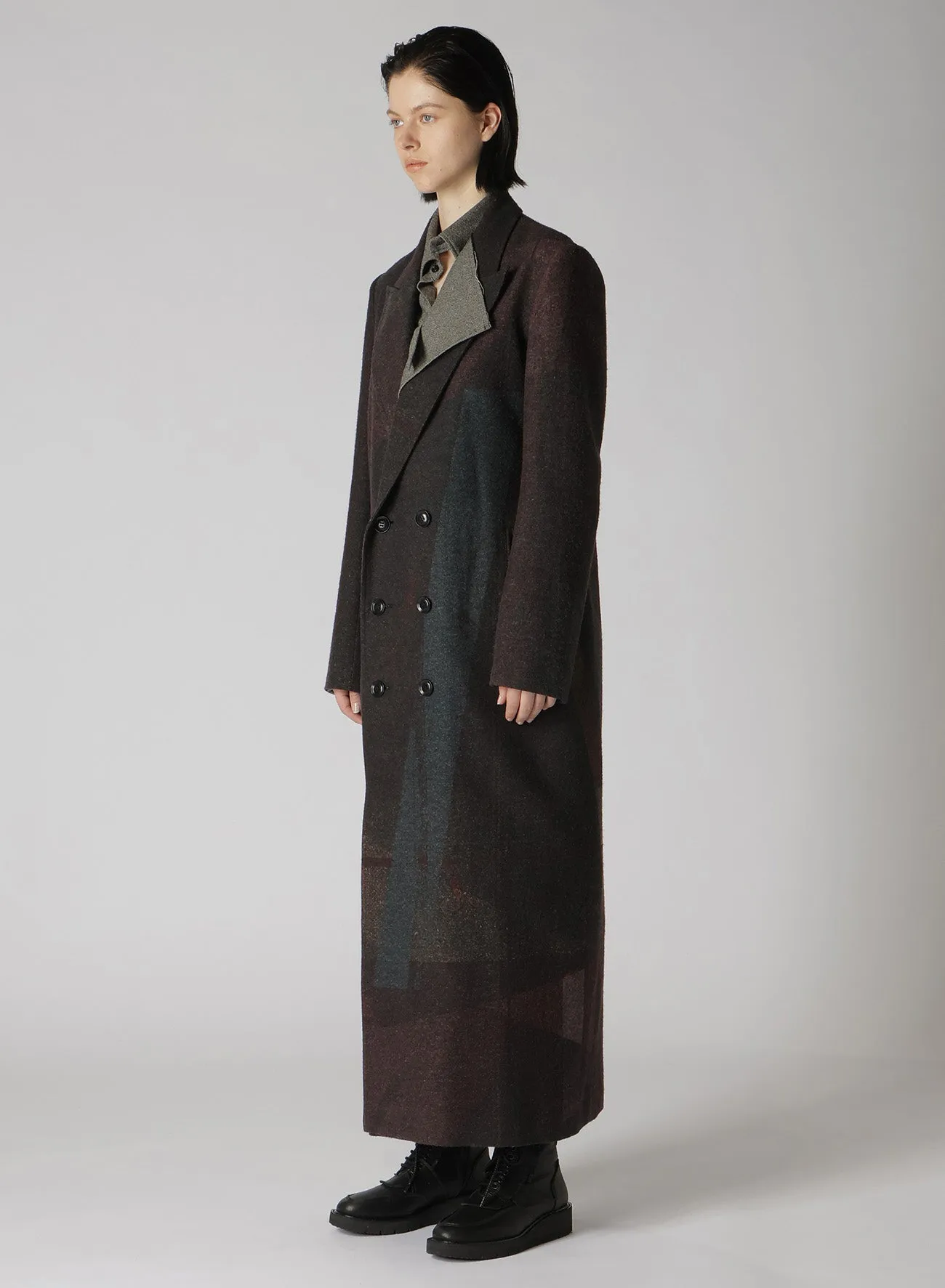 RAISED C/W TWILL PEALED CHECK PT W FRONT LONG COAT