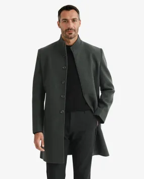 Rare Rabbit Men's Dune Green Textured High Neck Long Coat