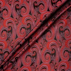 Red & Pink Paisley Silk Blend Brocade