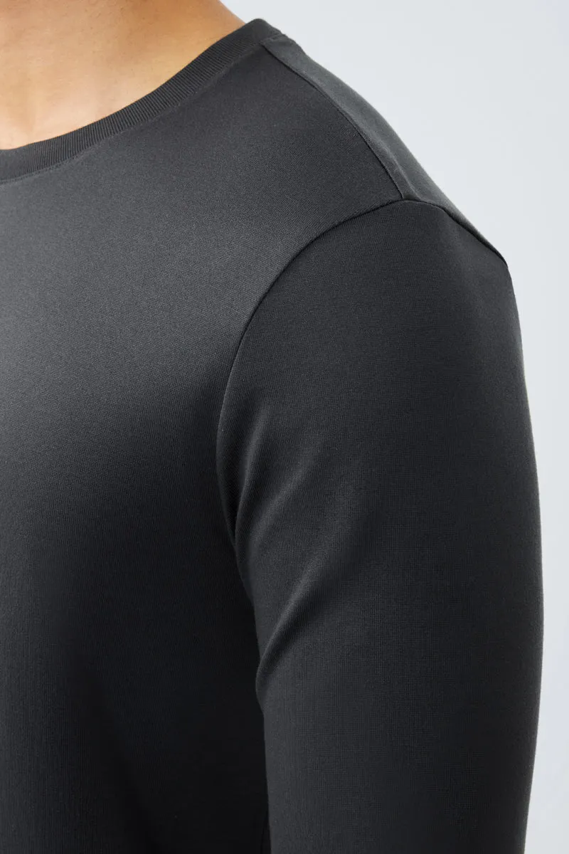 Regal Crew Neck Long Sleeve T-Shirt | Dark Grey GYE161