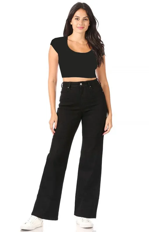 Relaxed Straight Leg Black Denim Jeans