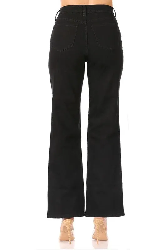 Relaxed Straight Leg Black Denim Jeans