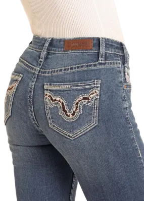 Rock & Roll Ladies Mid Rise Cowhide Bootcut Jeans-BW4MD04774