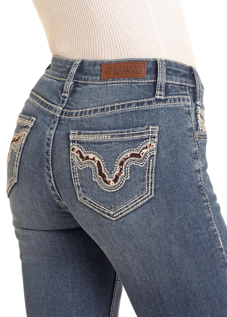 Rock & Roll Ladies Mid Rise Cowhide Bootcut Jeans-BW4MD04774