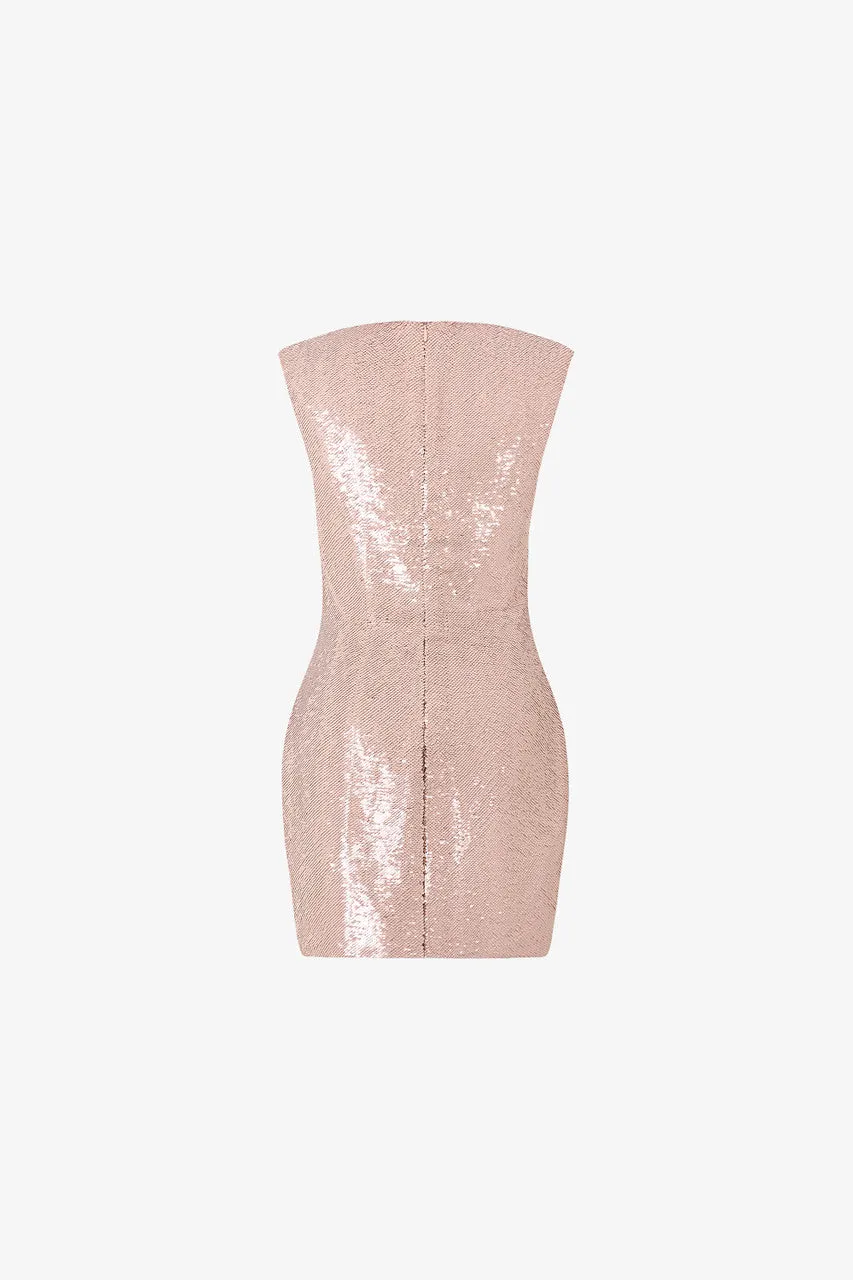 Rose Gold Sequin Sleeveless Mini Dress