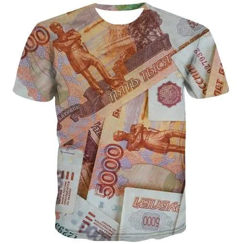 Russian Ruble T-shirt Men Money Tshirts Novelty Russia Tshirt Printed Character Tshirt Anime Harajuku Tshirts Cool Short Sleeve