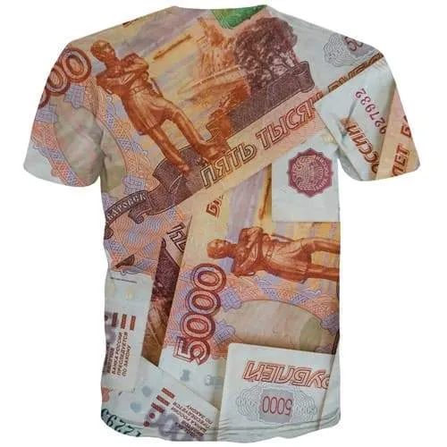 Russian Ruble T-shirt Men Money Tshirts Novelty Russia Tshirt Printed Character Tshirt Anime Harajuku Tshirts Cool Short Sleeve