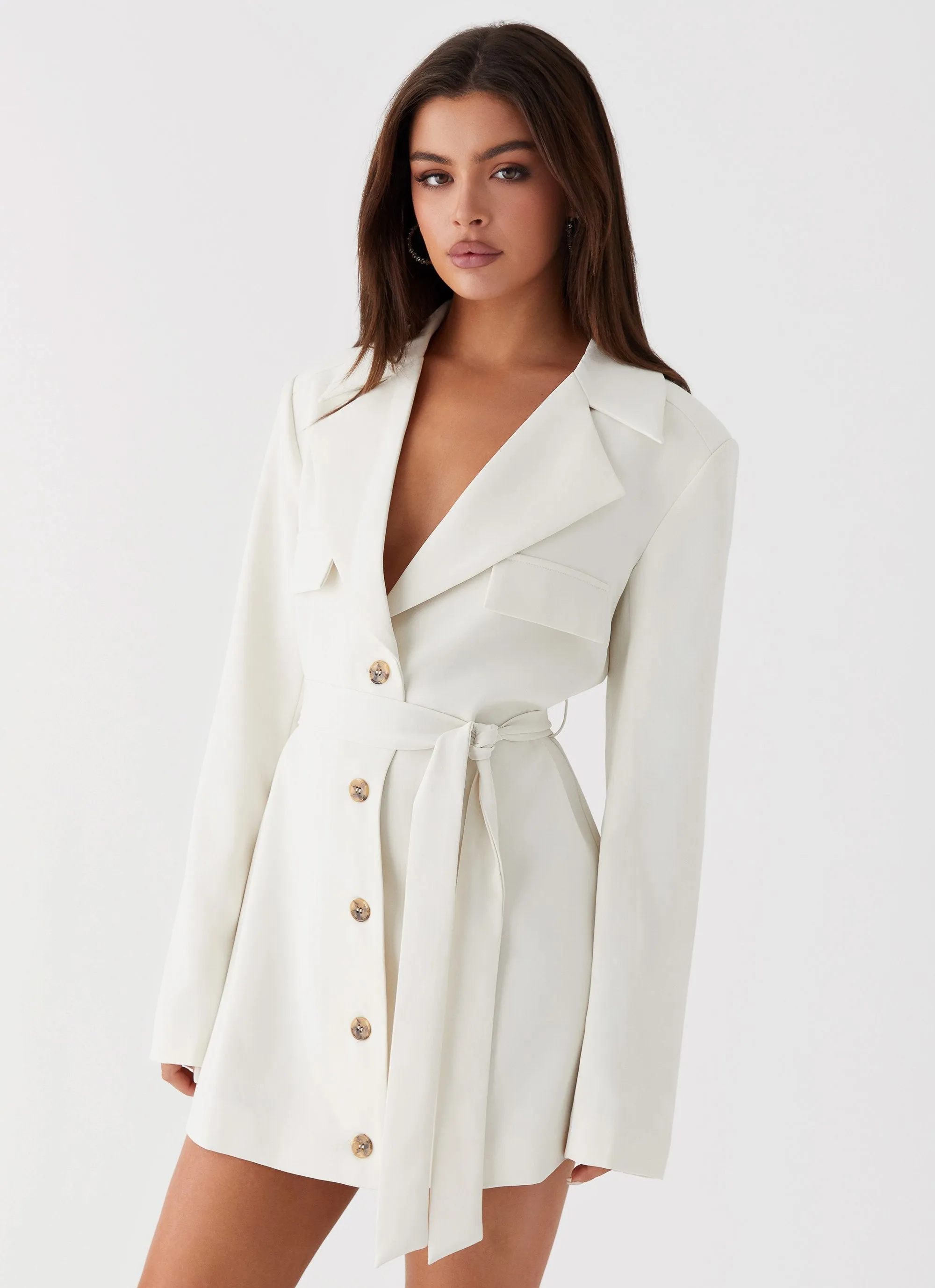 Safia Blazer Mini Dress - White