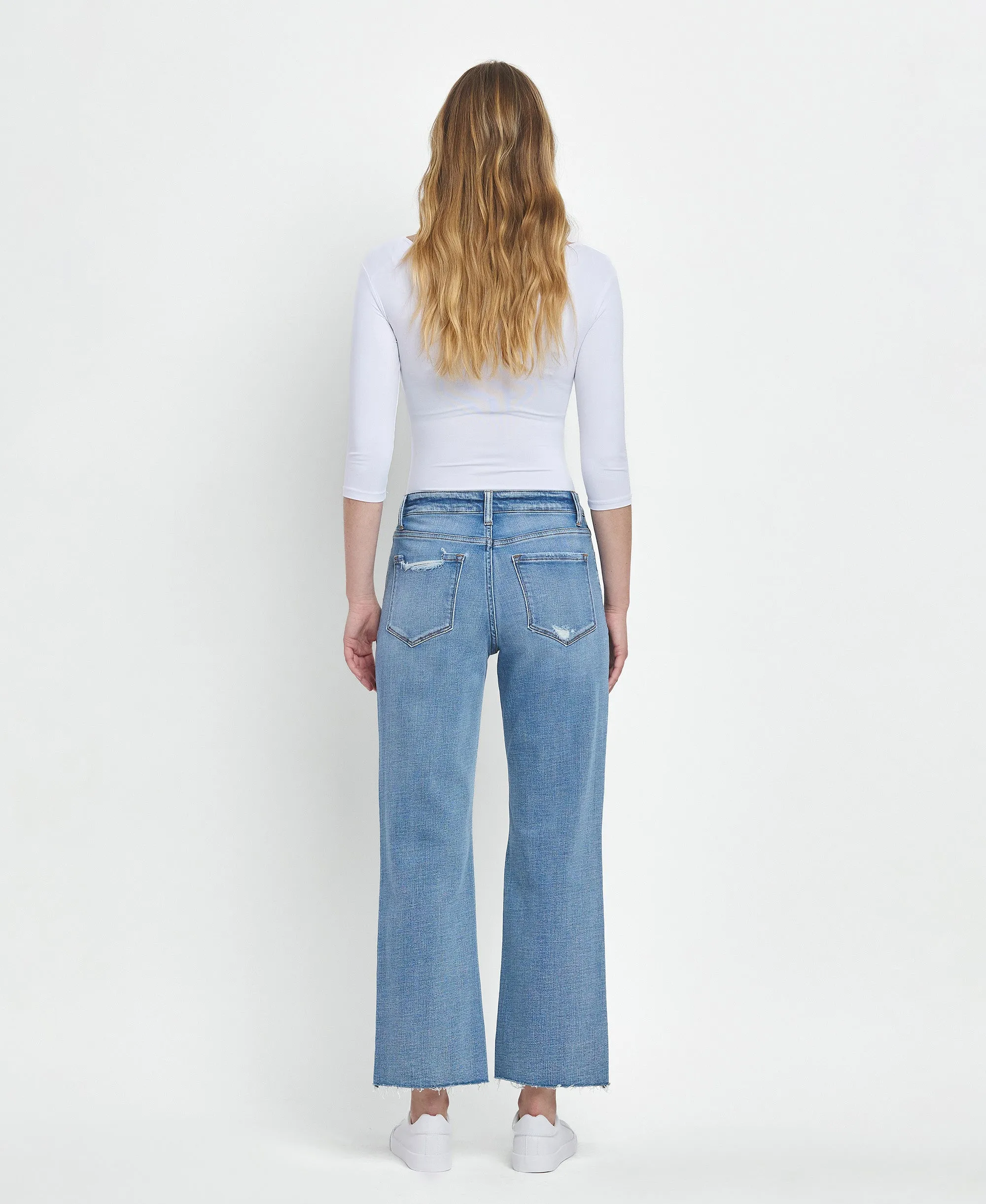 Satisfactory - High Rise Crop Slim Wide Jeans