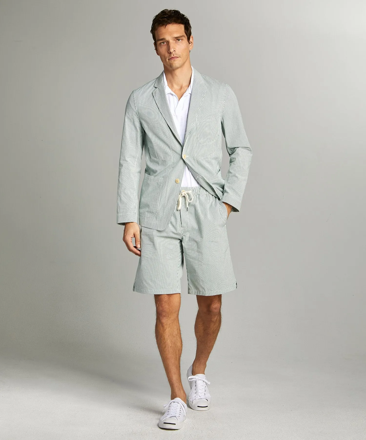 Seersucker Traveler Suit Jacket in Green