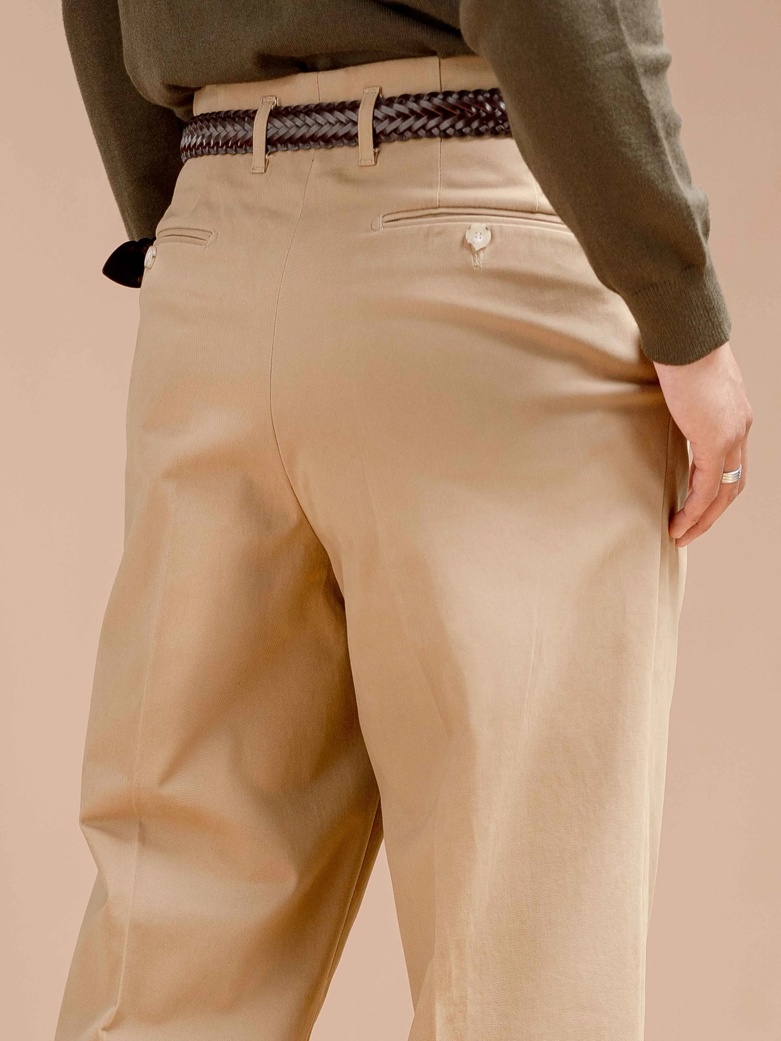 Siena High-Waist Pleated Trousers - Khakis (Wide Fit)