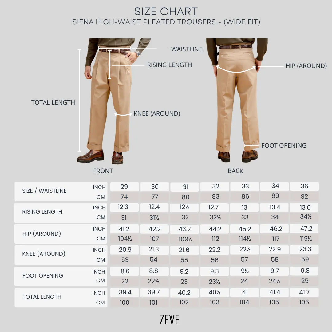 Siena High-Waist Pleated Trousers - Khakis (Wide Fit)