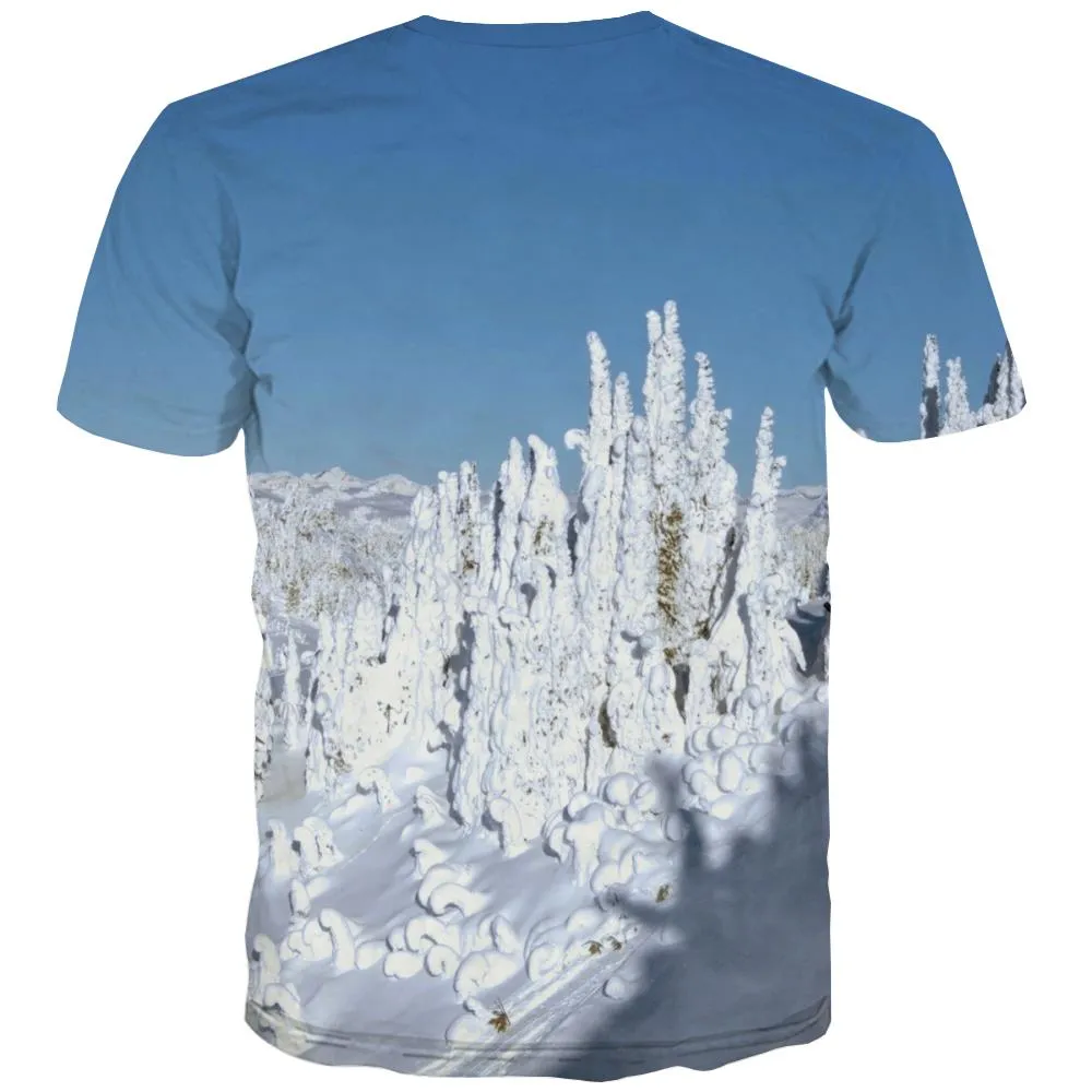 Ski T-shirt Men White T-shirts Graphic Movement Tshirt Printed Snowfield Tshirt Anime