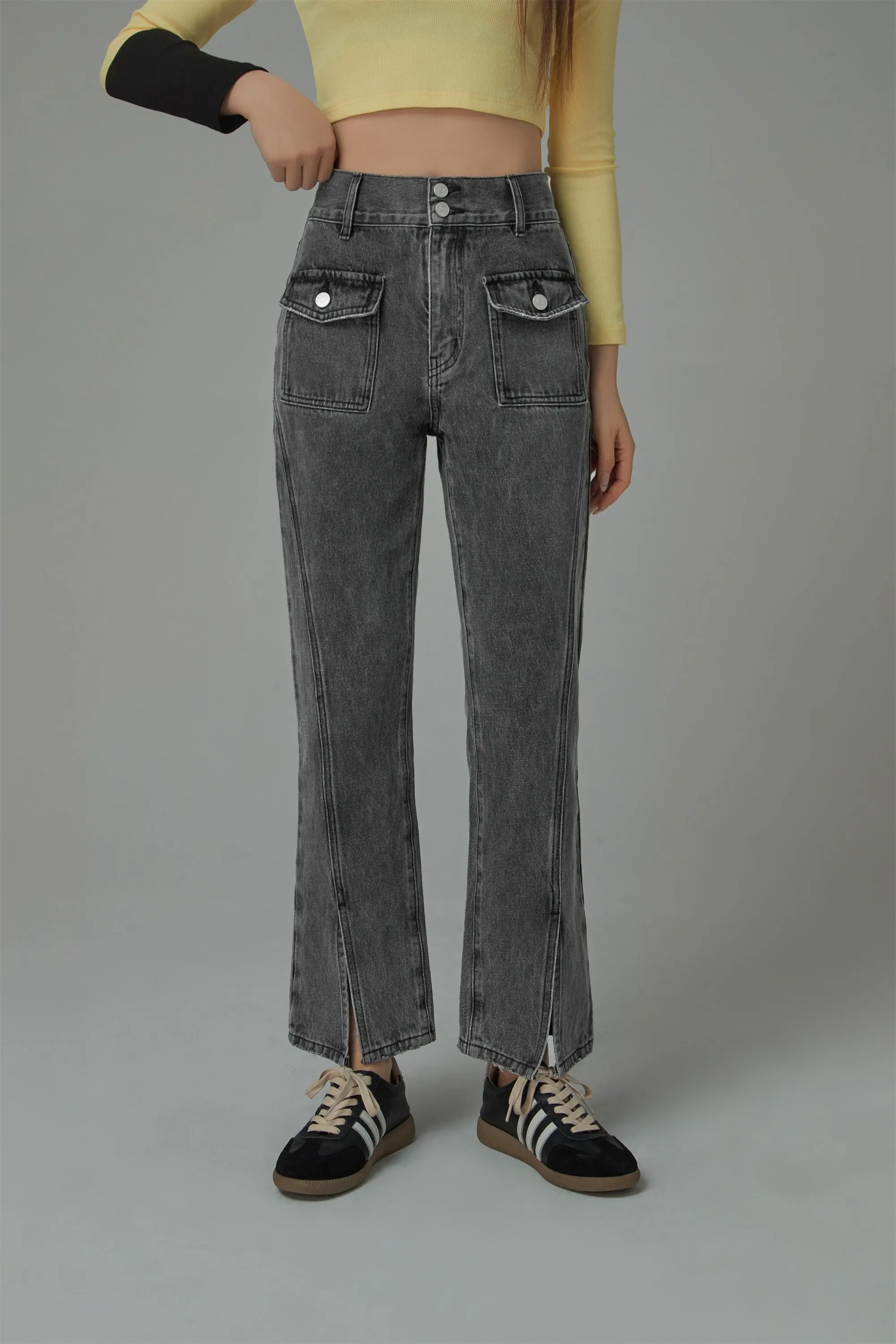 Slit Bootcut Denim Jeans