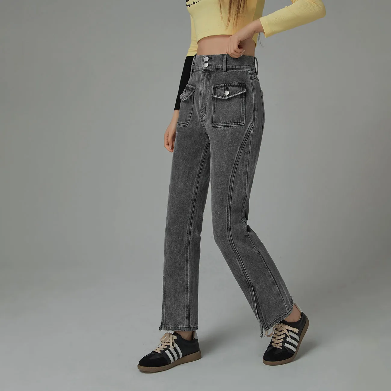 Slit Bootcut Denim Jeans