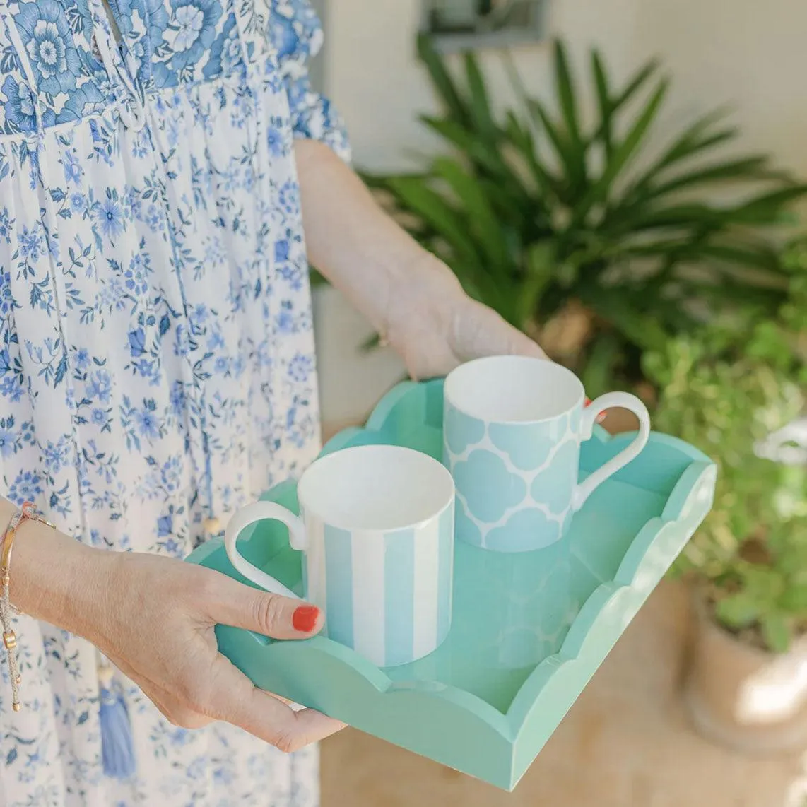 Small Scallop Rect Tray | Turquoise