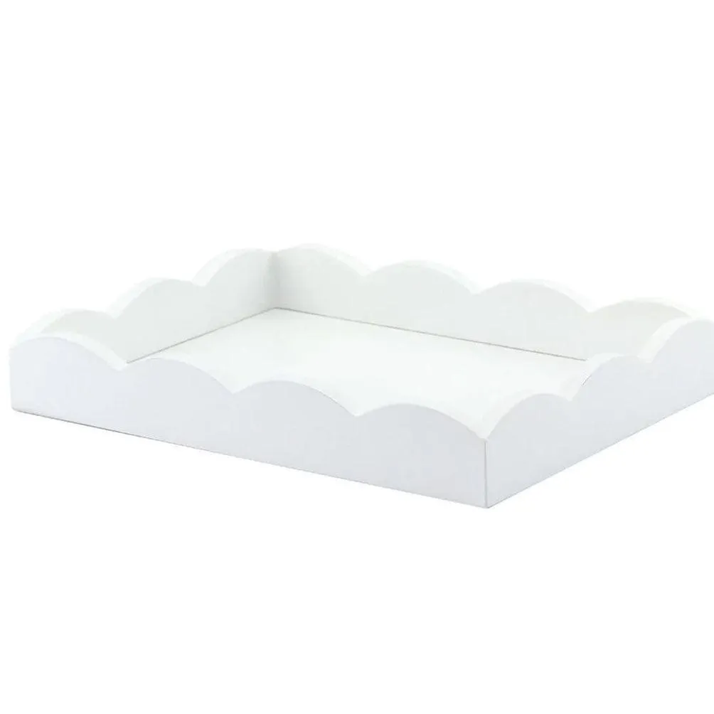 Small Scallop Rect Tray | White