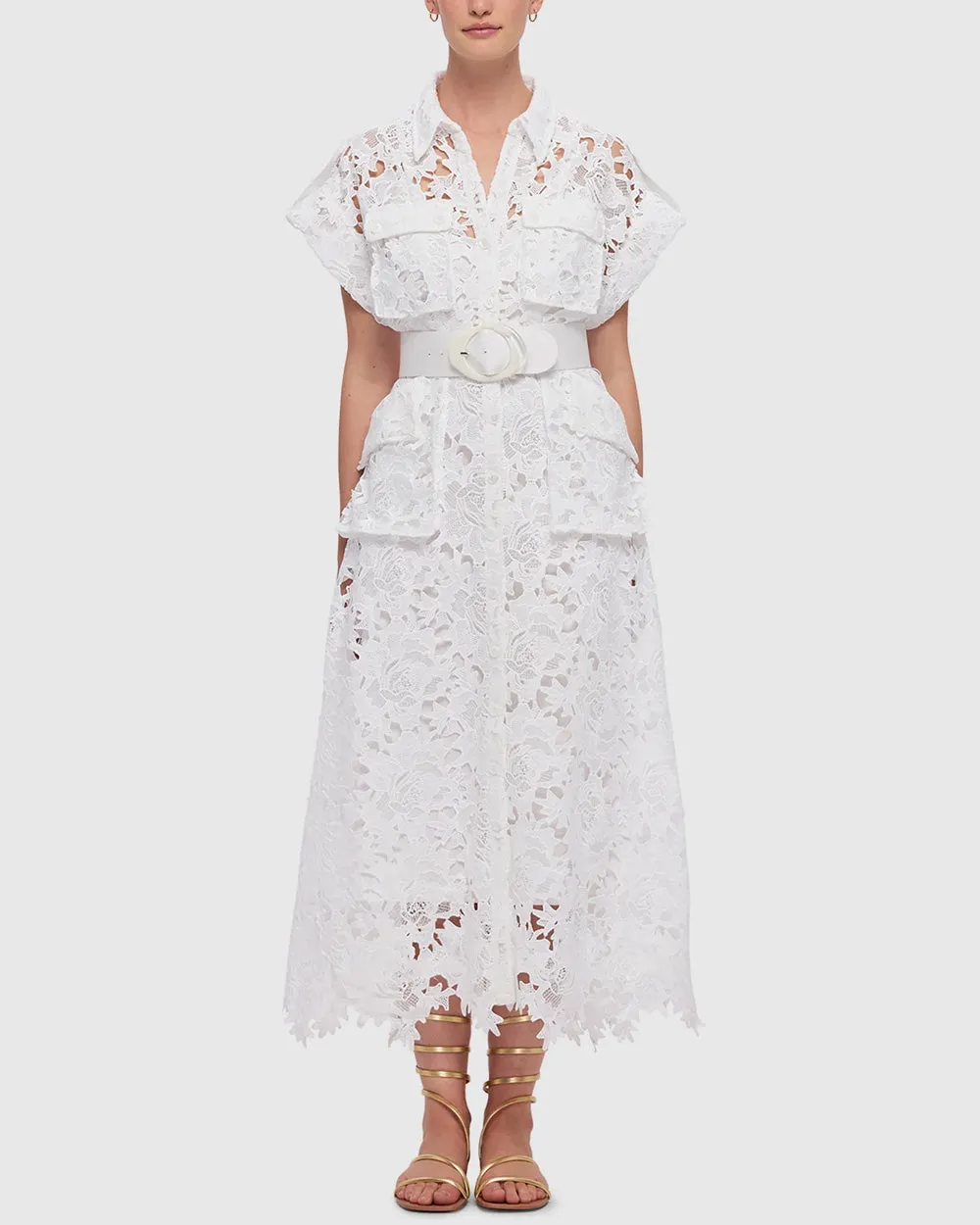 Snow Audrey Lace Midi Shirt Dress