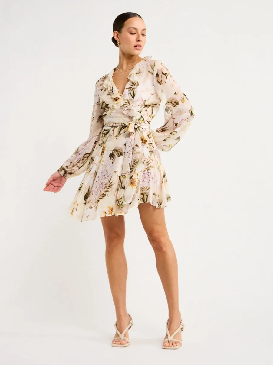 Sofia The Label Arabella Frill Wrap Dress in Flora Print