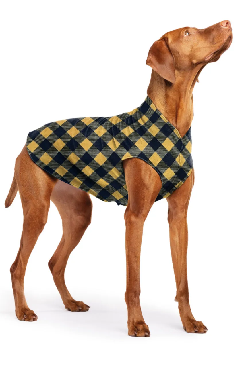 Stretch Fleece Pullover in Yellow Buffalo Plaid (Made in the USA)