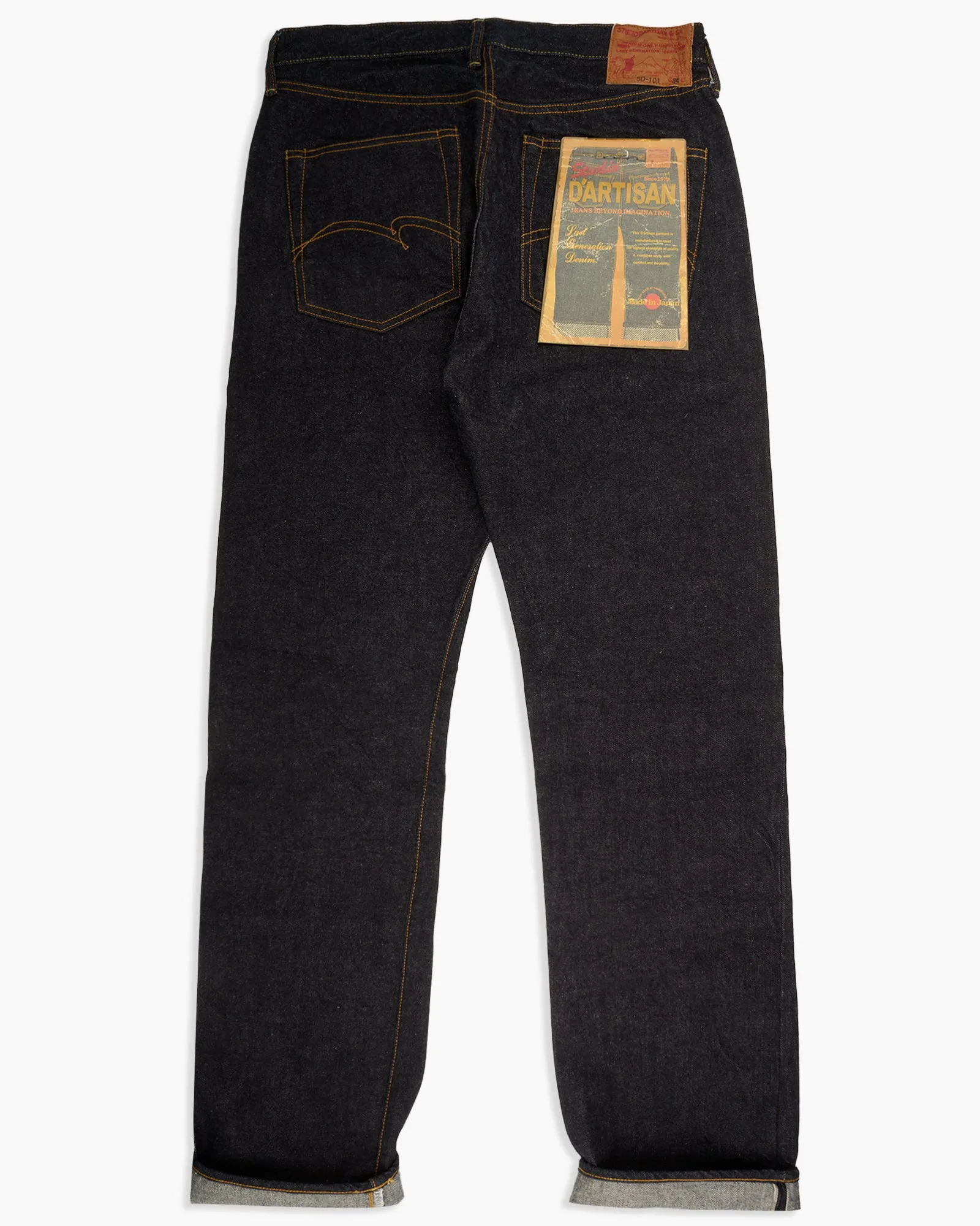 Studio D'Artisan SD-101 Regular Straight Mens Jeans - 15oz Indigo Selvedge / Onewash