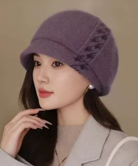 Stylish Purple Cozy Warm Cotton Knit Beret Hat RB046