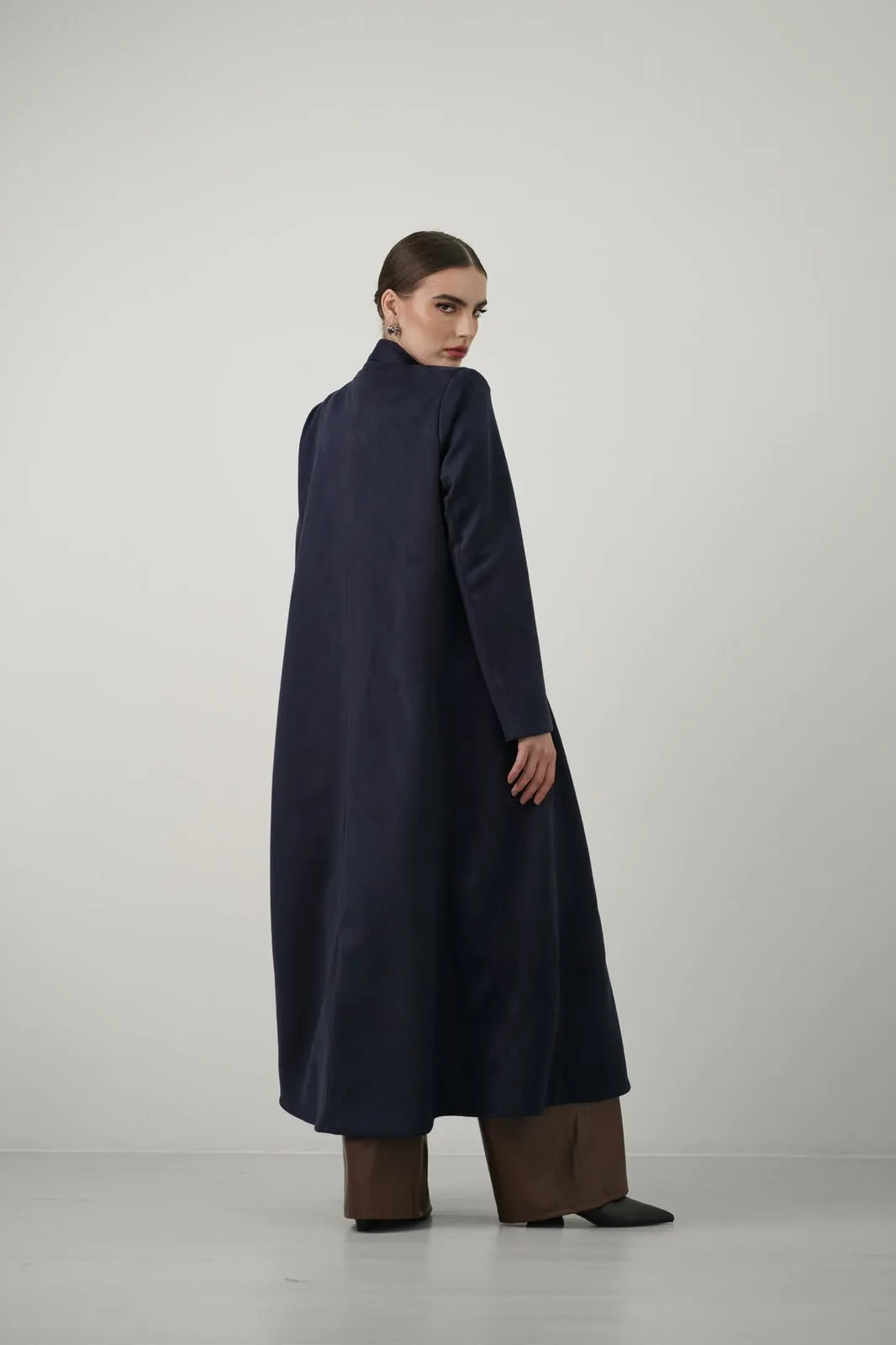 SUADE COAT BLUE ABAYA