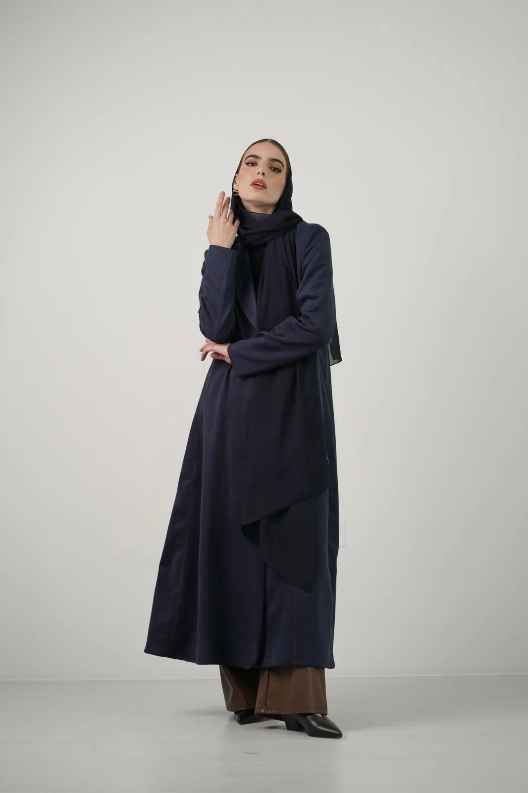 SUADE COAT BLUE ABAYA