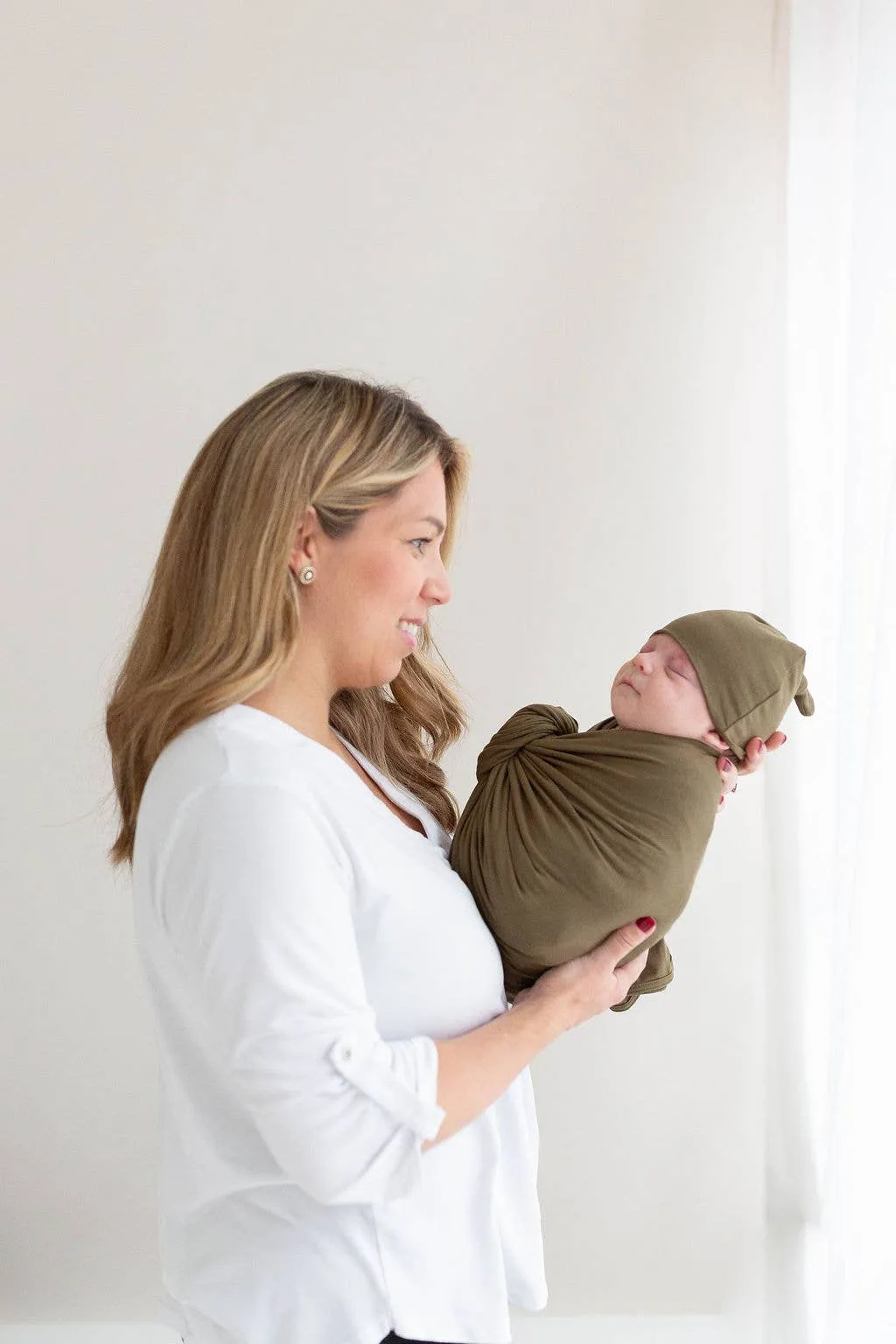 Swaddle Blanket & Baby Hat - Army Green