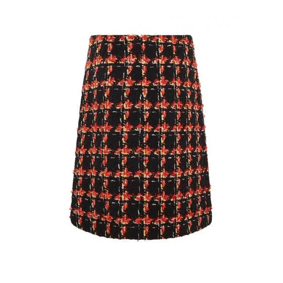 Tailored Check Tweed Skirt