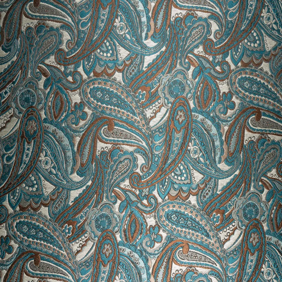 Teal, Brown & Beige Mixed Fibre Brocade